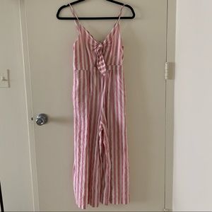 Pink and White Striped Jumpsuit